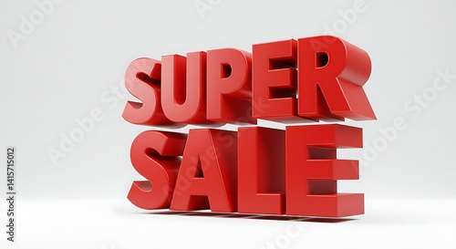 Announcing a Super Sale with Red 3d Lettering on White