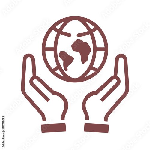 Holding Earth Icon. vector Illustration of Line Art Hands Holding World Icon . perfect use for Logos, Apps, Branding icons and themed design
