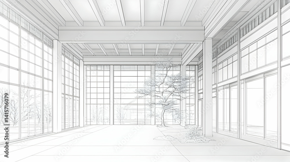 Modern White Interior Architecture Sketch Design Modern White Interior Architecture Sketch Design