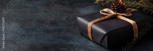 Obraz na płótnie a black present wrapped in brown paper w salonie