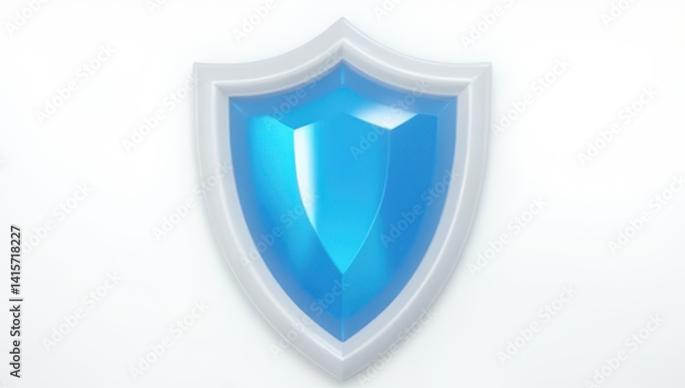 Abstract Blue Shield Icon, Security and Protection Symbol