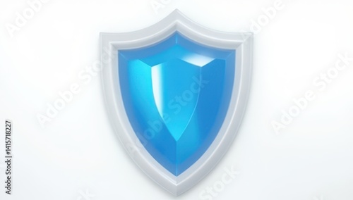Abstract Blue Shield Icon, Security and Protection Symbol