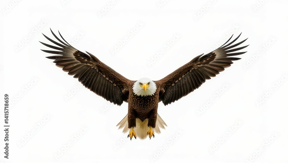 Majestic Bald Eagle in Flight, Wings Spread Wide