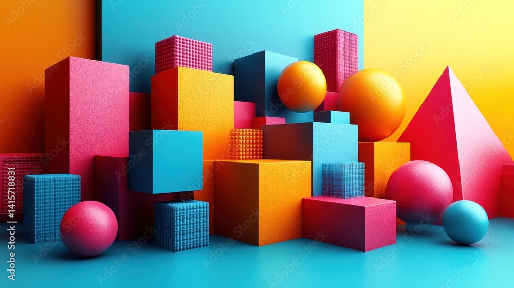 custom made wallpaper toronto digitalVibrant shapes tower playfully, highlighting fun dimensions and textures