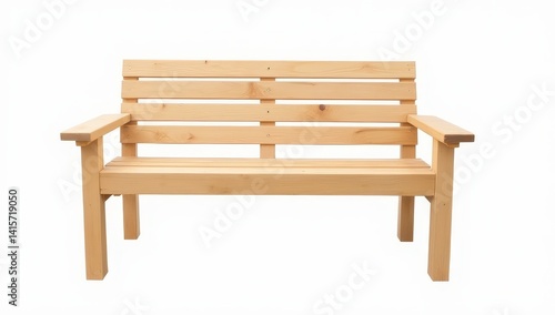Simple Wooden Bench Isolated on White Background
