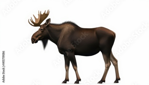 Obraz na płótnie Majestic Bull Moose with Antlers on White Background w salonie