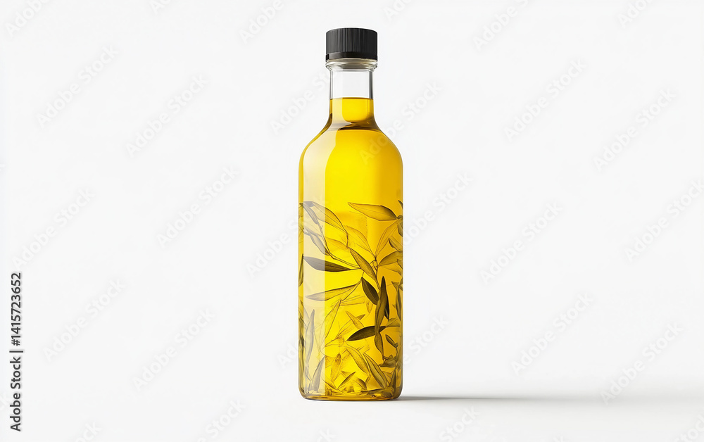 Australian Olive Oil Bottle with Elegant Packaging Isolated On White Background.