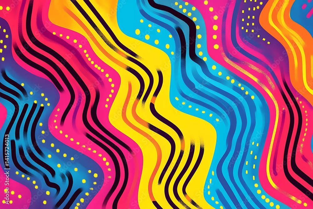 Obraz premium Retro Pop Art Burst with Colorful 90s Style.