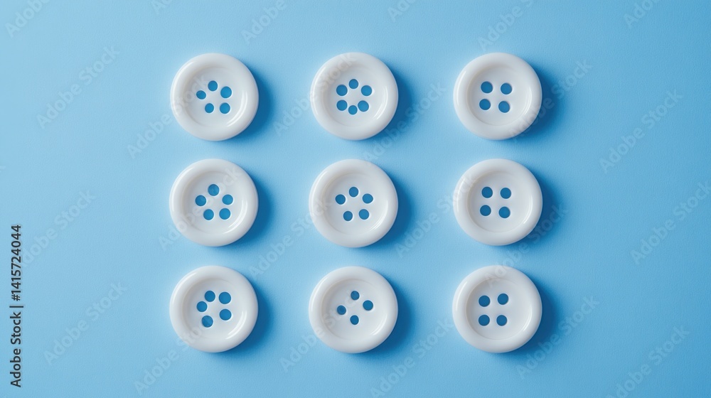 White buttons arranged in grid pattern on blue background White buttons arranged in grid pattern on blue background