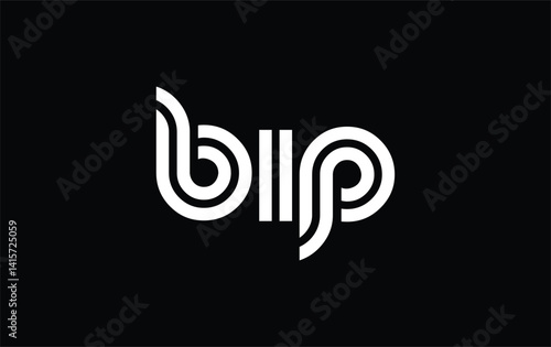 BIP Creative Unique Modern Letter Logo Design. Stylized logo featuring a unique letter design, presenting abstract minimalist aesthetics and modern appeal