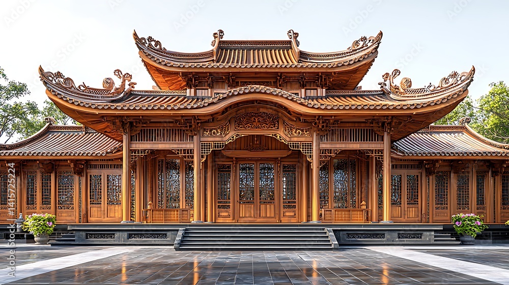 Fototapeta premium East Asian palace wooden beauty high resolution picture