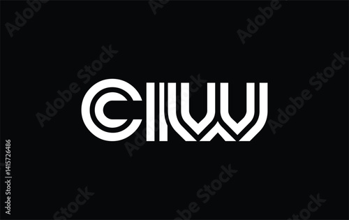 CIW Creative Unique Modern Letter Logo Design. Stylized logo featuring a unique letter design, presenting abstract minimalist aesthetics and modern appeal