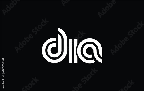 DIA Creative Unique Modern Letter Logo Design. Stylized logo featuring a unique letter design, presenting abstract minimalist aesthetics and modern appeal
