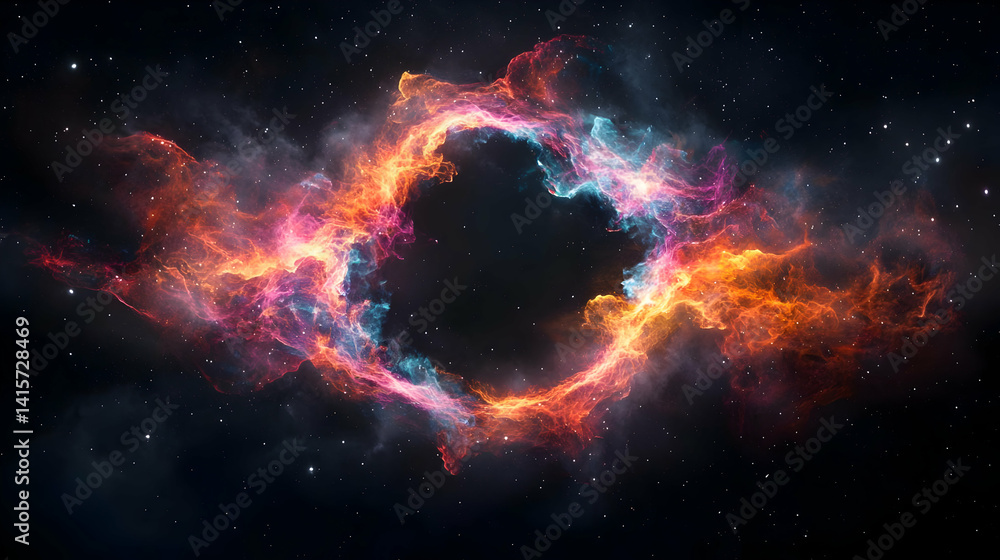 Obraz premium Colorful Ring Nebula In Deep Space