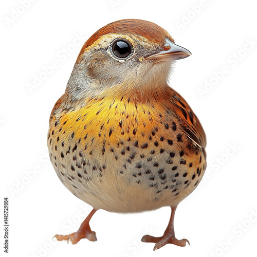 Close up portrait of rufous hornero bird standing isolated on black background on transparent background