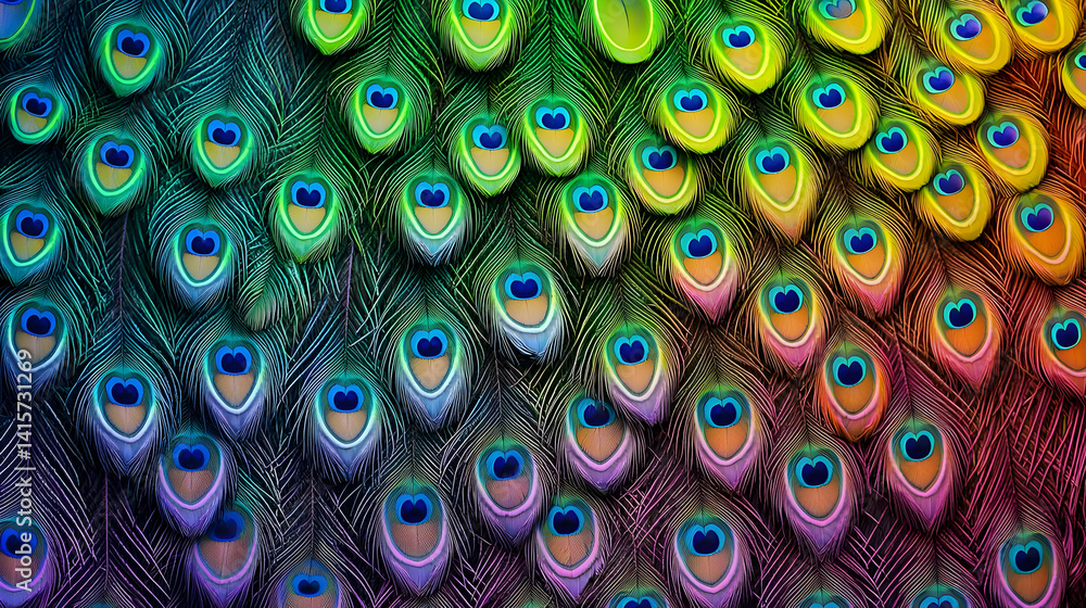 Obraz premium Close Up View Of Colorful Peacock Feathers