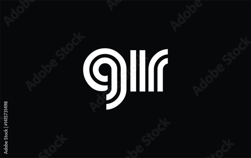 GIR Creative Unique Modern Letter Logo Design. Stylized logo featuring a unique letter design, presenting abstract minimalist aesthetics and modern appeal
