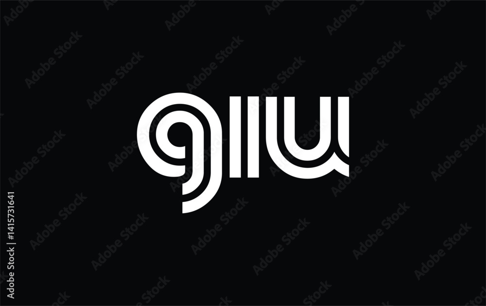 GIU Creative Unique Modern Letter Logo Design. Stylized logo featuring a unique letter design, presenting abstract minimalist aesthetics and modern appeal GIU Creative Unique Modern Letter Logo Design. Stylized logo featuring a unique letter design, presenting abstract minimalist aesthetics and modern appeal