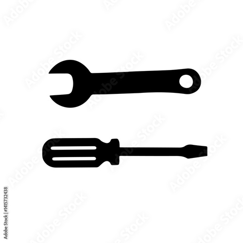 Wrench and Screwdriver Icon Minimalist Vector Silhouette for Tools and Repair Concepts