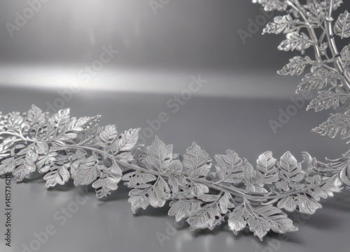 Intricate silver leaf lace border on shimmering background , lace, stylish