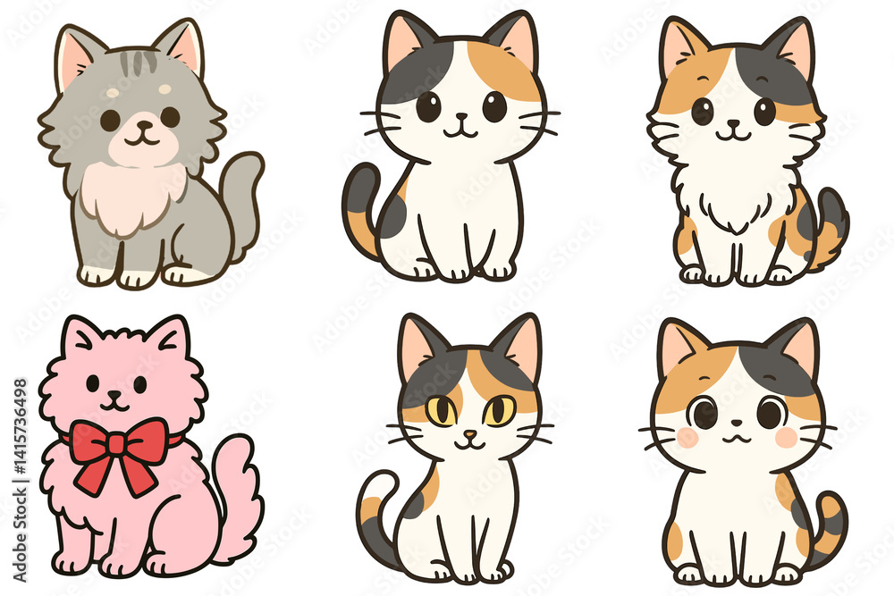 Set of cute cartoon cats Set of cute cartoon cats