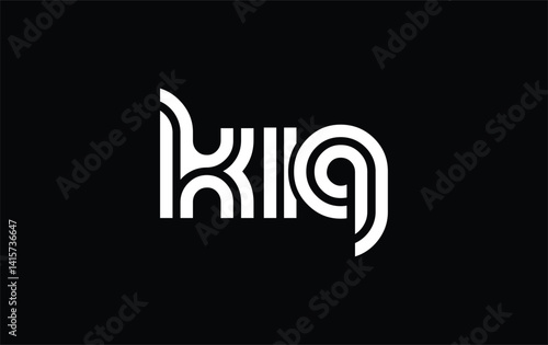 KIQ Creative Unique Modern Letter Logo Design. Stylized logo featuring a unique letter design, presenting abstract minimalist aesthetics and modern appeal