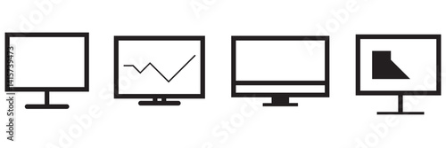 Computer icon set vector. computer monitor sign and symbol