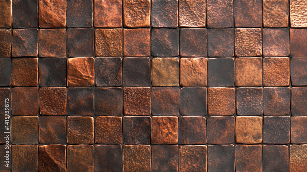 Dark copper tiles pattern for interior design projects Generative AI
