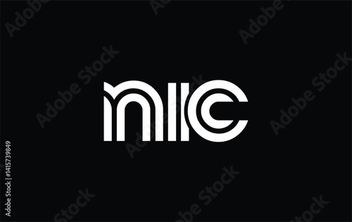 NIC Creative Unique Modern Letter Logo Design. Stylized logo featuring a unique letter design, presenting abstract minimalist aesthetics and modern appeal