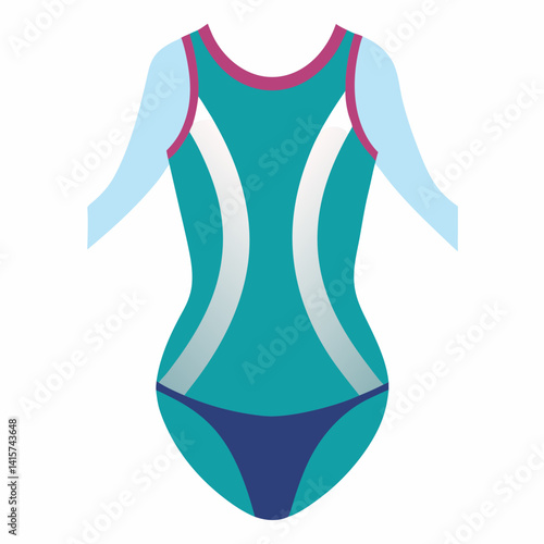 Gymnastics Leotard design in turquoise with blue accents
