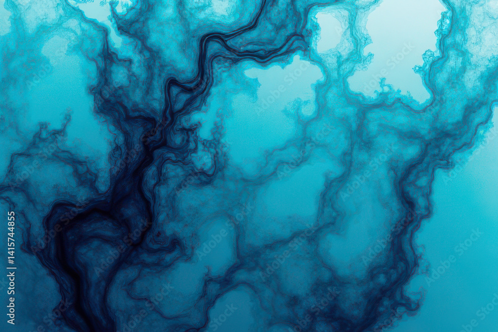 Fototapeta premium Mesmerizing Ink Swirls: Teal & Dodger Blue Dance in Dreamlike Photography