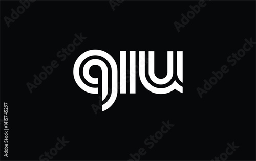 QIU Creative Unique Modern Letter Logo Design. Stylized logo featuring a unique letter design, presenting abstract minimalist aesthetics and modern appeal