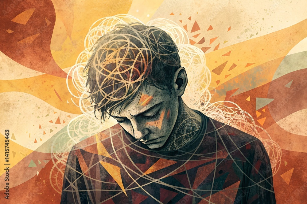 Obraz premium Emotional Burnout and Exhaustion: The Struggle Within