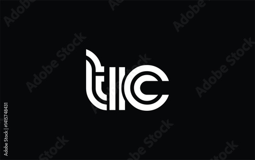 TIC Creative Unique Modern Letter Logo Design. Stylized logo featuring a unique letter design, presenting abstract minimalist aesthetics and modern appeal