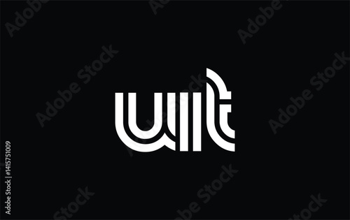 UIT Creative Unique Modern Letter Logo Design. Stylized logo featuring a unique letter design, presenting abstract minimalist aesthetics and modern appeal