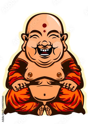 This is an illustration of a happy Buddha