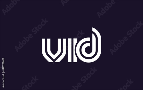 VID Creative Unique Modern Letter Logo Design. Stylized logo featuring a unique letter design, presenting abstract minimalist aesthetics and modern appeal