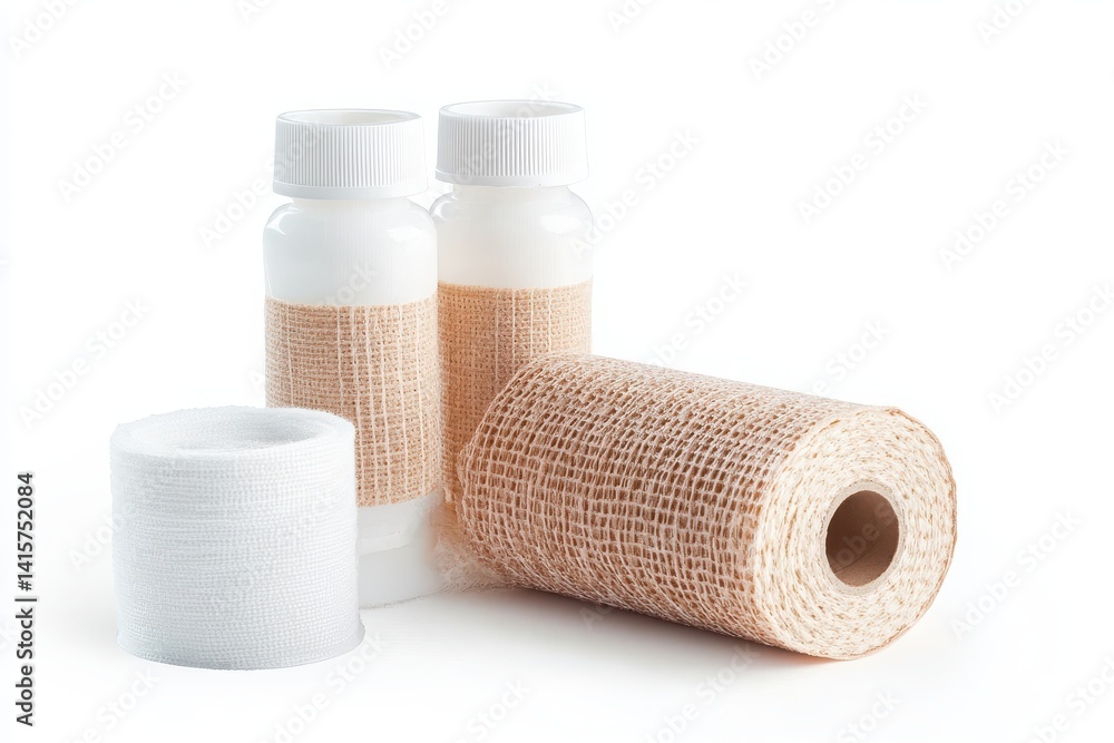 Obraz premium Medical gauze roll and bandage products
