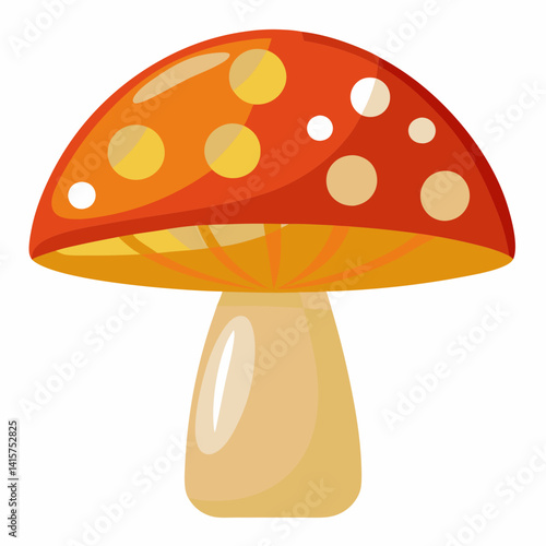 Mushroom icon with red cap and yellow spots on white background