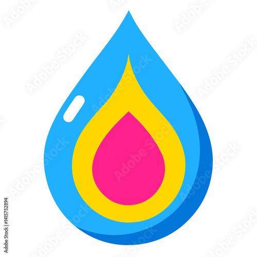 Rain Drop icon in vibrant colors and abstract design