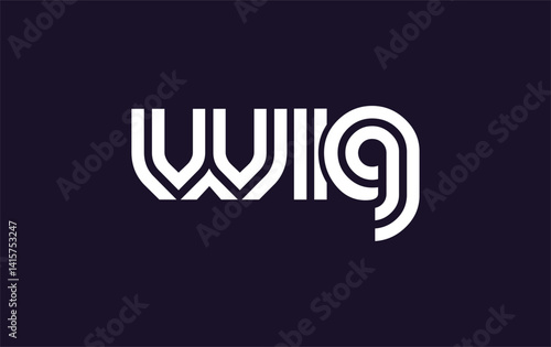 WIG Creative Unique Modern Letter Logo Design. Stylized logo featuring a unique letter design, presenting abstract minimalist aesthetics and modern appeal