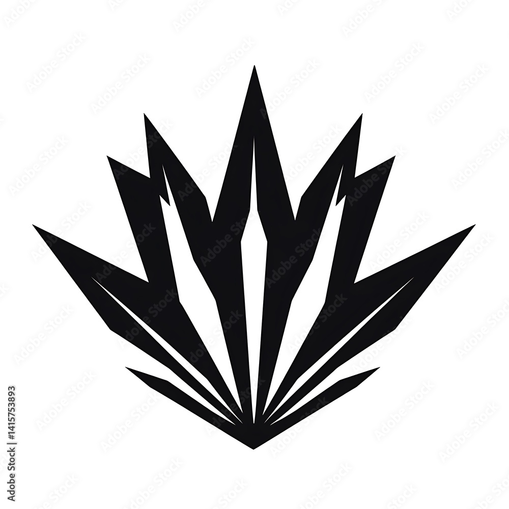 Modern Symmetrical Black Crown Icon Featuring Balanced and Elegant Design. Modern Symmetrical Black Crown Icon Featuring Balanced and Elegant Design.