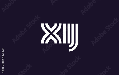 XIJ Creative Unique Modern Letter Logo Design. Stylized logo featuring a unique letter design, presenting abstract minimalist aesthetics and modern appeal