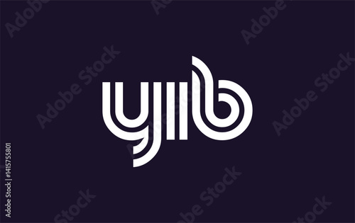 YIB Creative Unique Modern Letter Logo Design. Stylized logo featuring a unique letter design, presenting abstract minimalist aesthetics and modern appeal