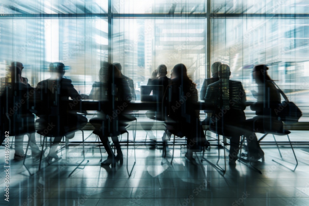 Blurred business people meeting in modern office building conference room Blurred business people meeting in modern office building conference room