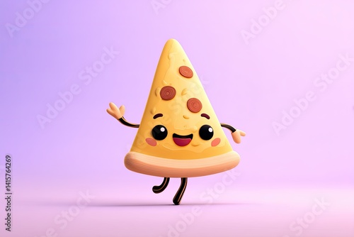 Obraz na płótnie Cute cartoon pizza character waving hello w salonie