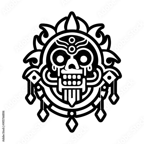 A glyph style icon of mayan bloodletting tattoo
