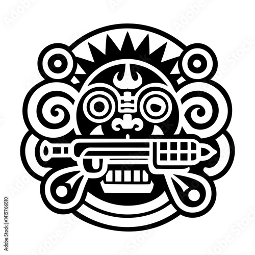A filled style icon of aztec blowgun symbol