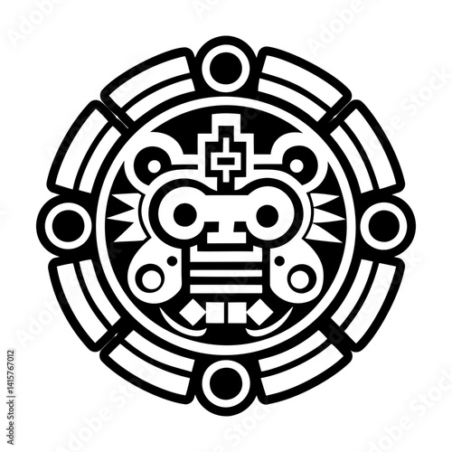 A filled style icon of aztec earth symbol