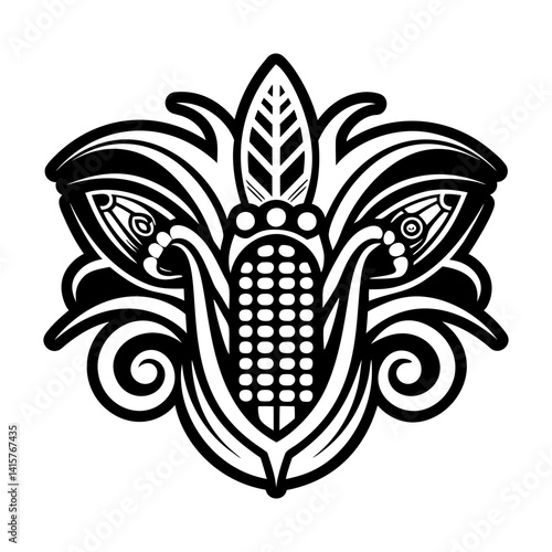 A glyph style icon of maize tattoo
